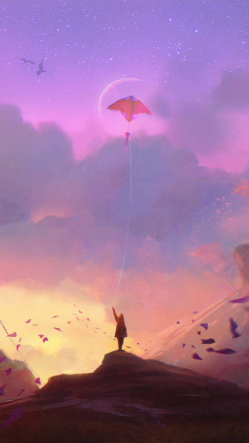 Child Flying Kite 2160x3840 Wallpaper