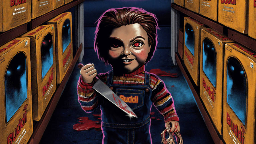 Child's Play Chucky Buddi Comic Art Wallpaper