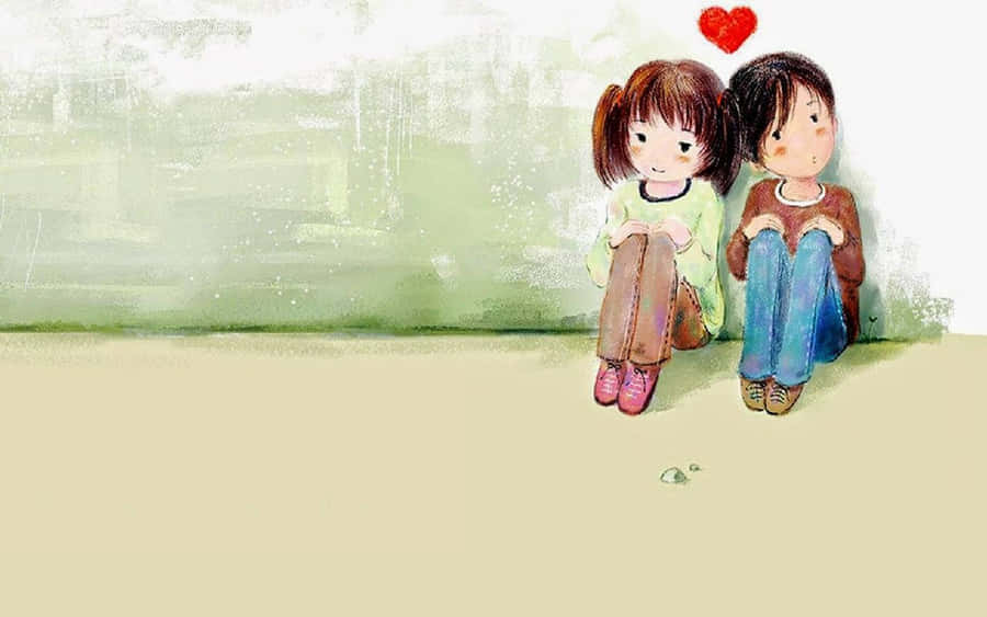 Childhood Friends Love Illustration Wallpaper