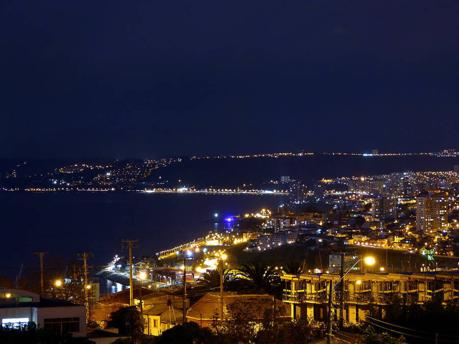 Chile Valparaiso At Night Wallpaper