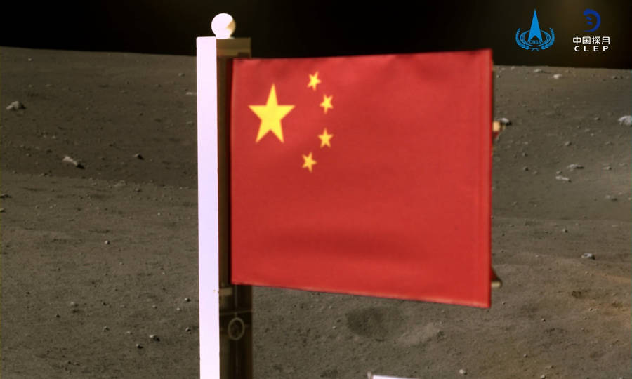 China Flag In Moon Wallpaper