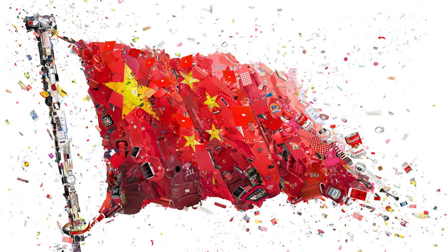 China Flag Mosaic Wallpaper