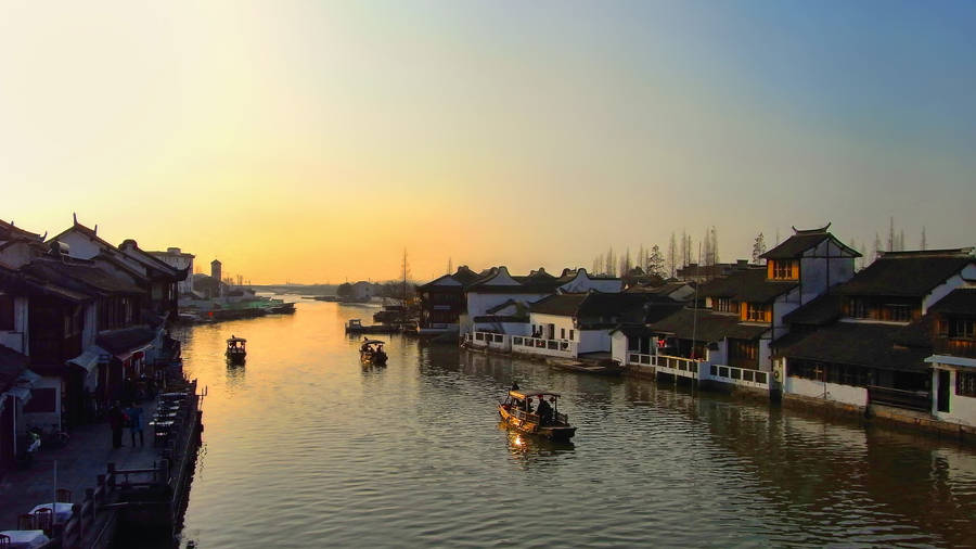 Chinese Houses During Sunset Wallpaper