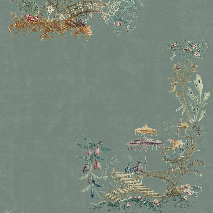 Chinoiserie Parasol In Nature Wallpaper