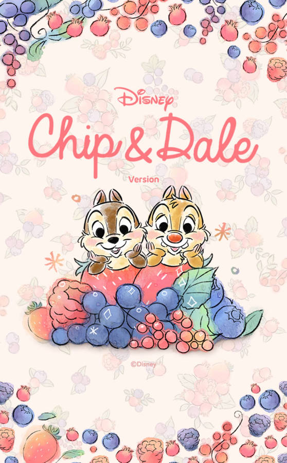 Chip N Dale On Fruity Backdrop Wallpaper