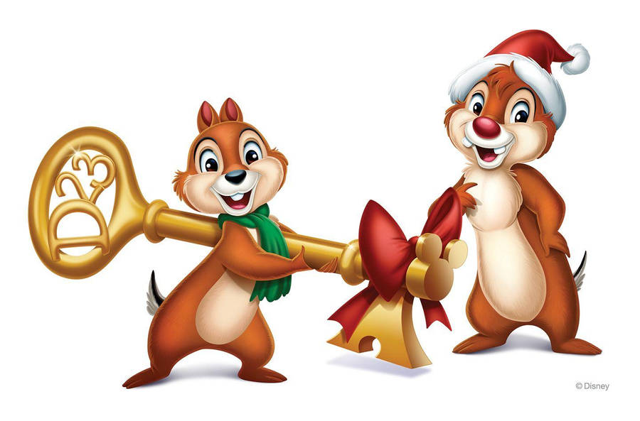 Chip N Dale With Gold Key Wallpaper