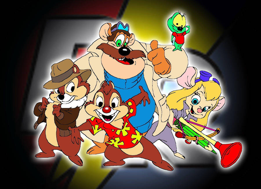 Chip N Dale With Their Friends Wallpaper