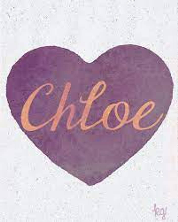 Chloe On Purple Heart Background Wallpaper