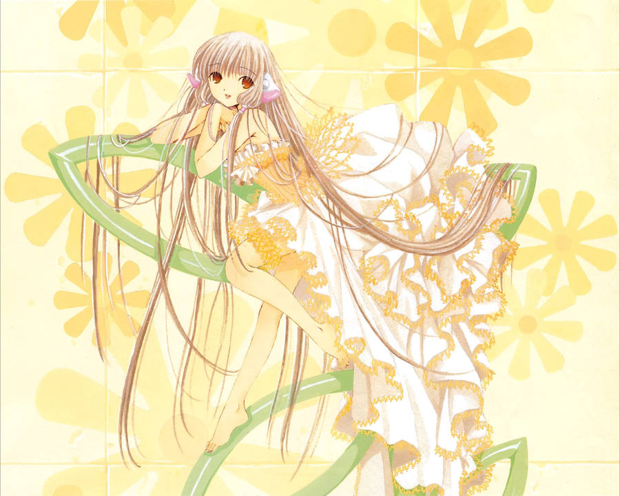 Chobits Chi Floral Yellow Wallpaper