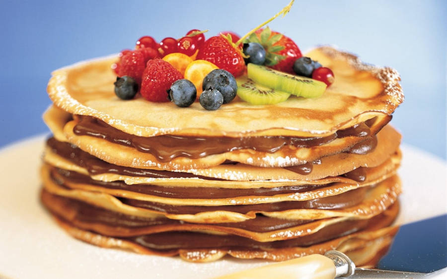 Chocolate Pancakes With Berries Wallpaper