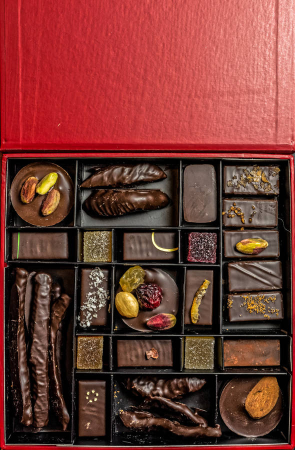 Chocolates In Red Box Wallpaper