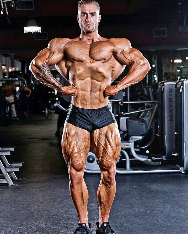 Chris Bumstead Rear Lat Spread Pose Wallpaper