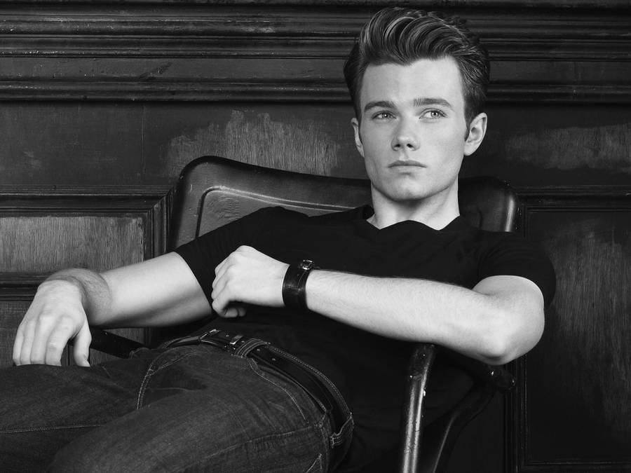 Chris Colfer Black & White Wallpaper