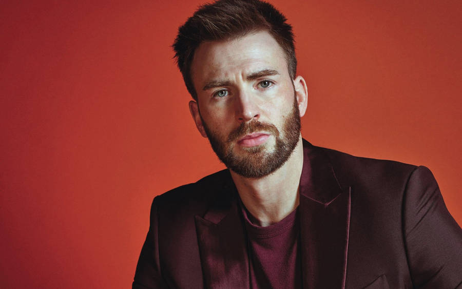 Chris Evans In Maroon Suit Wallpaper