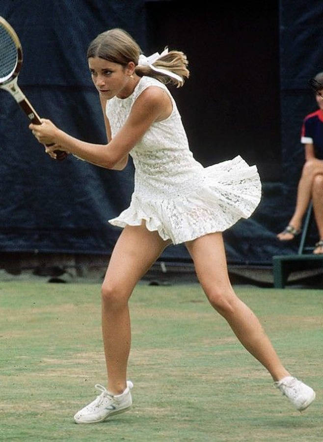 Chris Evert In A Signature Backhand Shot Wallpaper