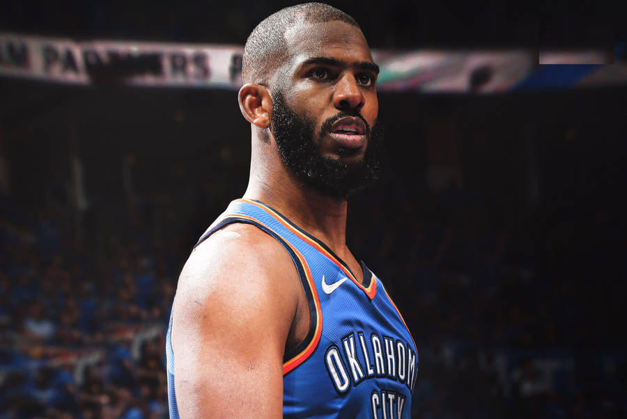 Chris Paul Detailed Okc Jersey Wallpaper