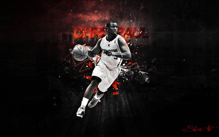 Chris Paul Splattered Red Name Wallpaper