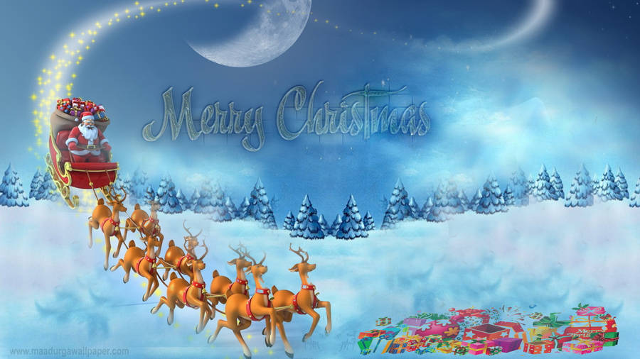 Christmas Laptop Sleigh Holiday Greetings Wallpaper
