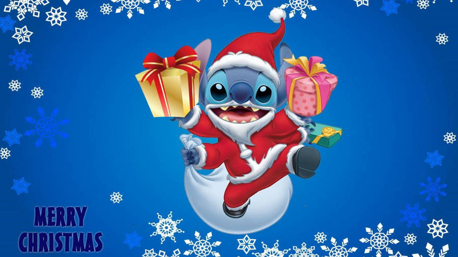 Christmas Stitch In Santa Costume Wallpaper