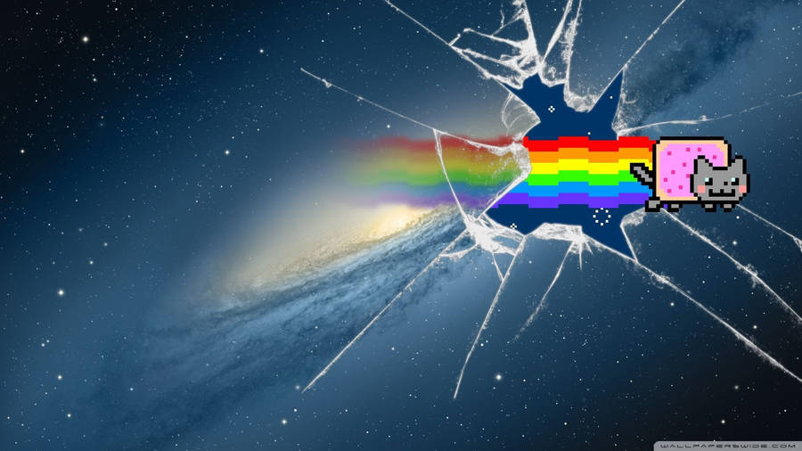 Chrome Broken Screen Nyan Cat Wallpaper