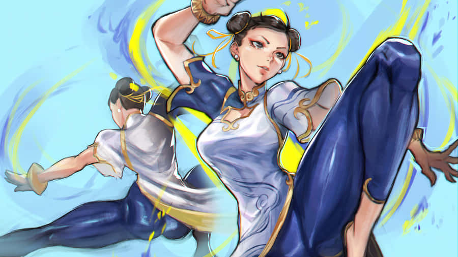 Chun Li Dynamic Kick Artwork Wallpaper