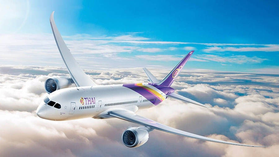 Cinematic Thai Airways Airplane Wallpaper