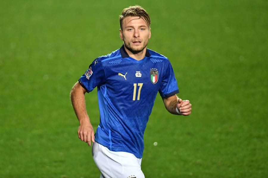 Ciro Immobile In Football Field Wallpaper