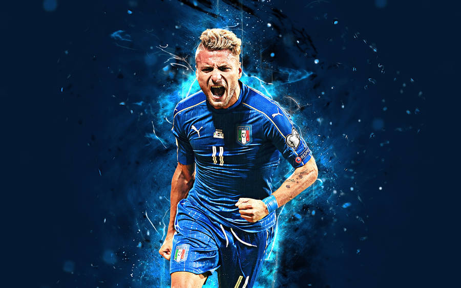 Ciro Immobile On Blue Scrim Wallpaper