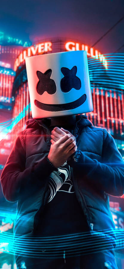 City Background Marshmello Hd Iphone Wallpaper