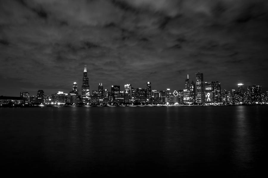 City Skyline Black Screen 4k Wallpaper