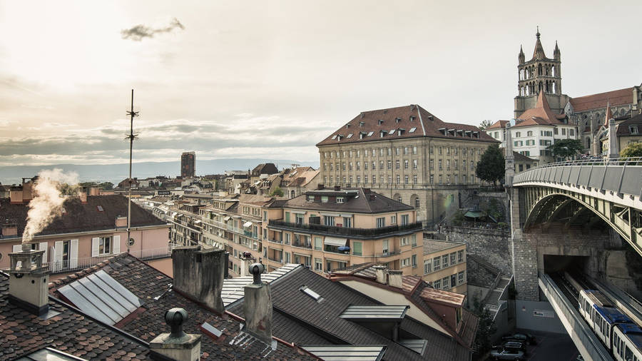 Cityscape Lausanne Switzerland Wallpaper