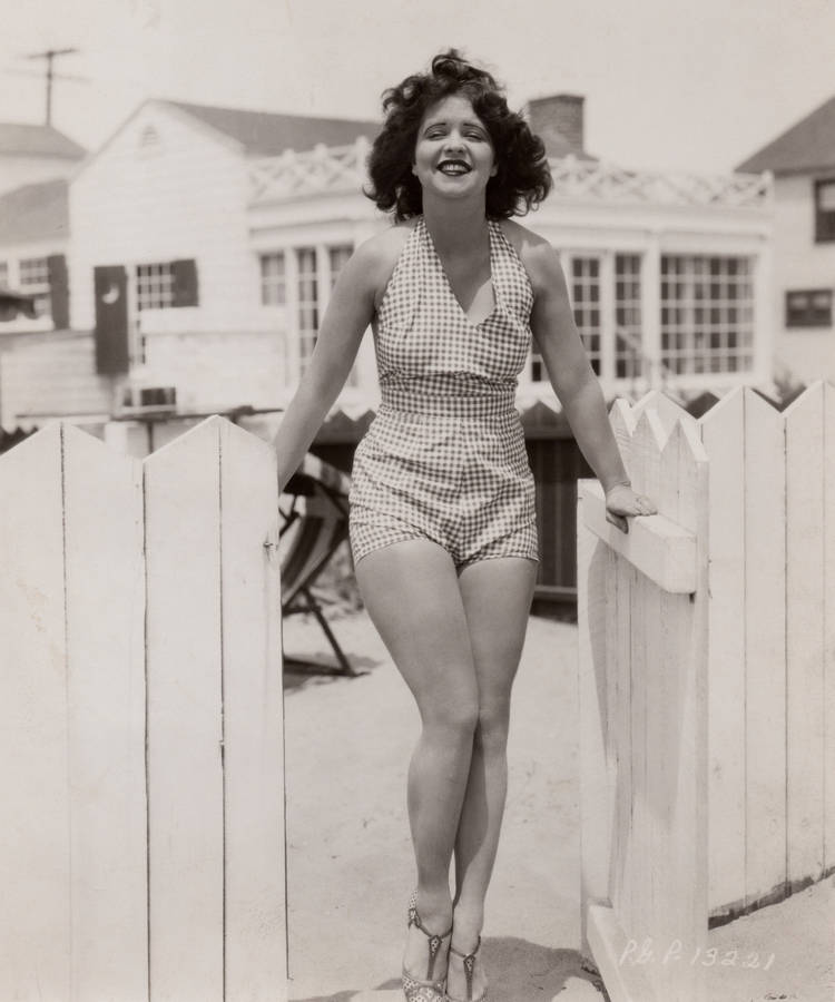 Clara Bow Gingham Bathing Suit Wallpaper