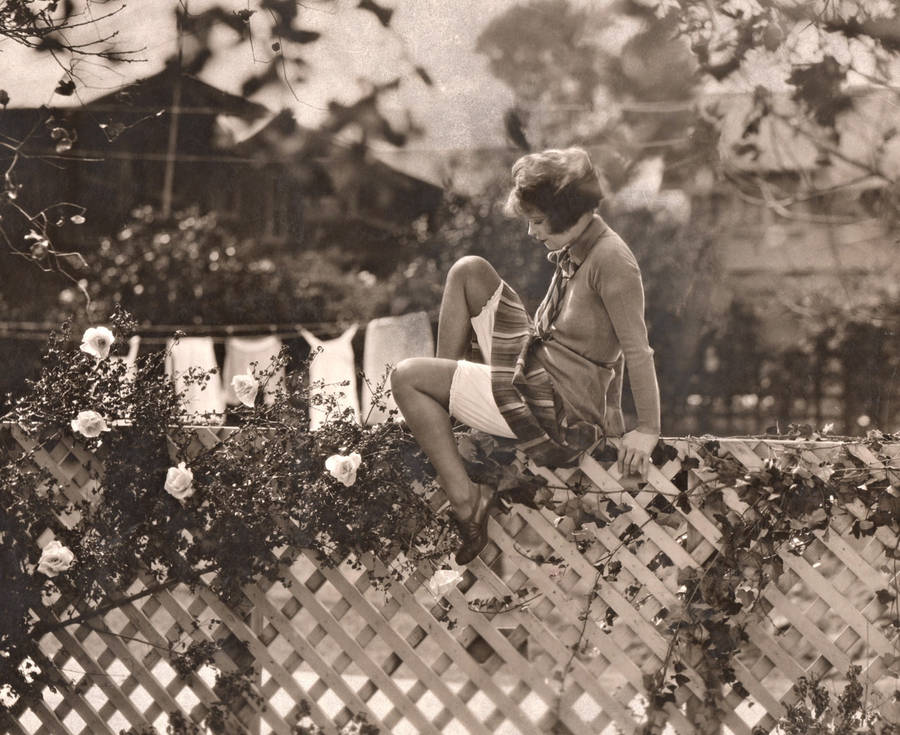 Clara Bow On A Fence Wallpaper