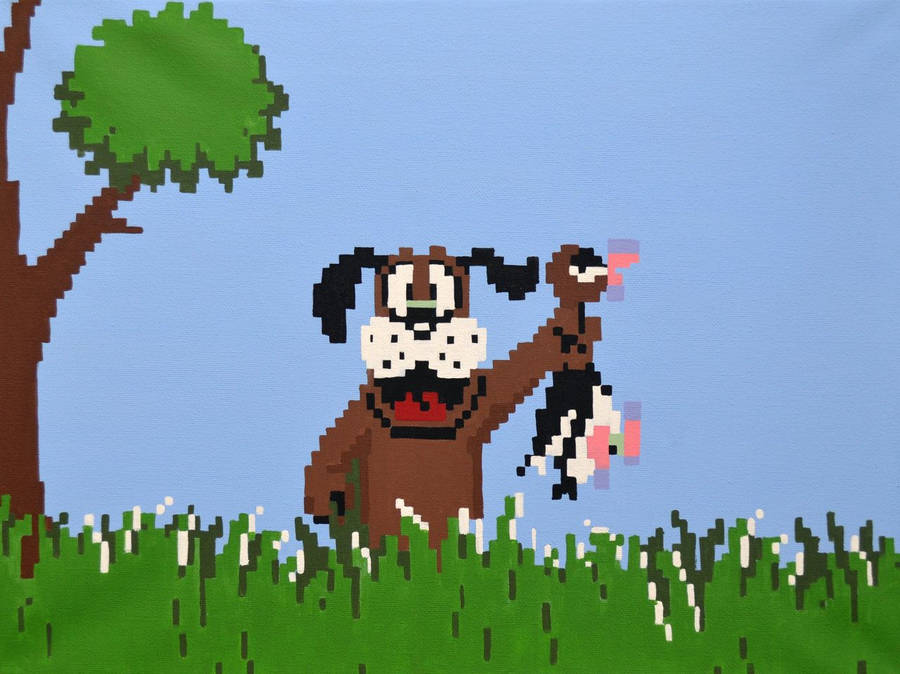 Classic 8-bit Duck Hunt Game Scene Wallpaper