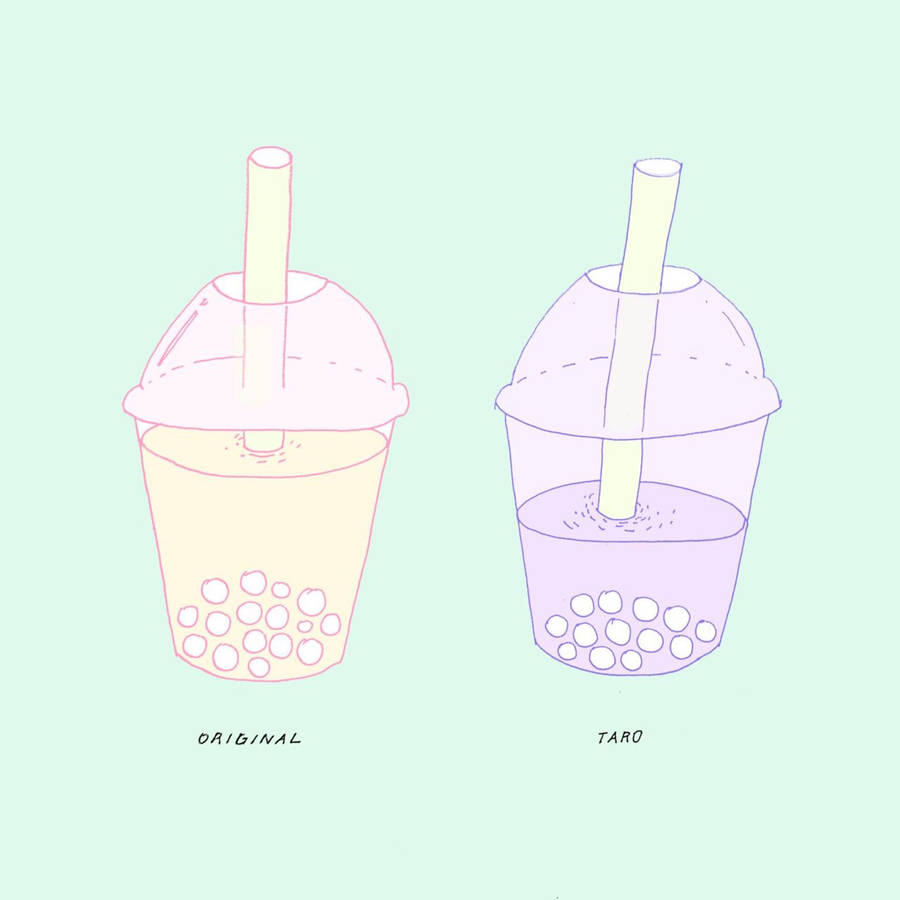 Classic And Taro Bubble Tea Wallpaper