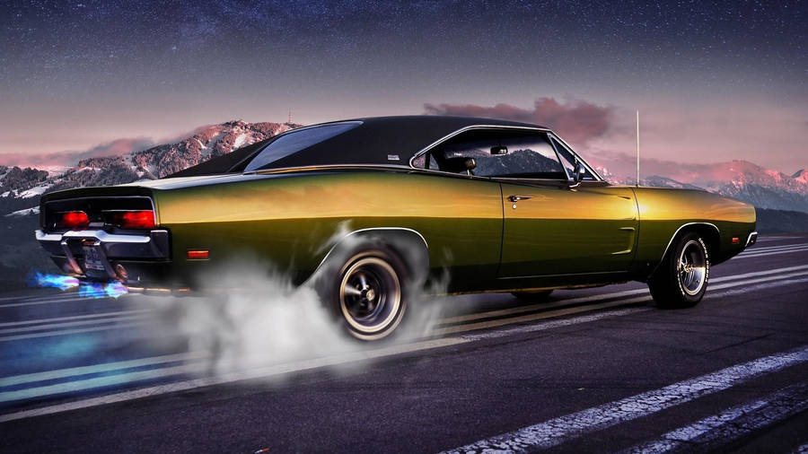 Classic Car Gold Muscle Car Wallpaper