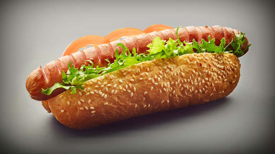 Classic Hot Dog Sesame Bun Wallpaper