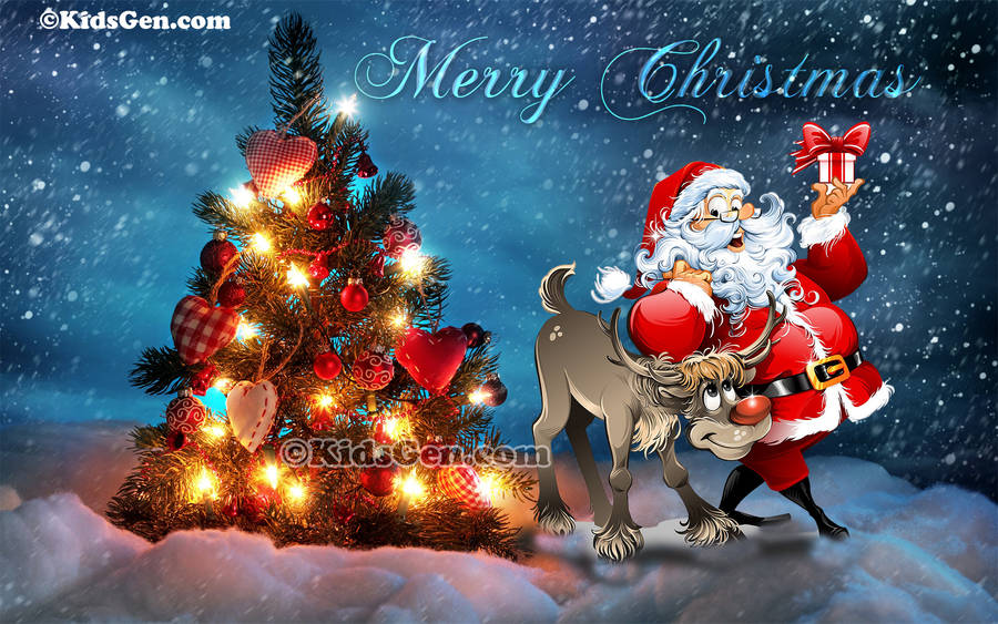 Classic Santa Christmas Laptop Background Wallpaper