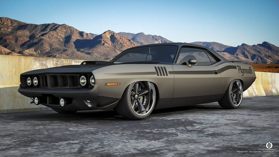 Classy 1971 Black Plymouth Barracuda Wallpaper