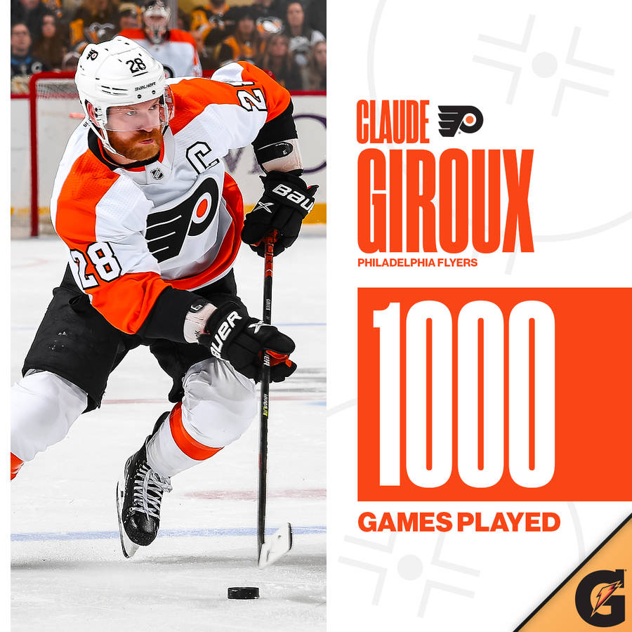 Claude Giroux Celebrating His 1000th Game Milestone Wallpaper