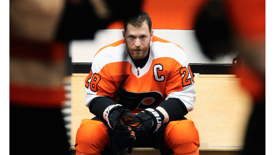 Claude Giroux Sitting On The Bench Wallpaper