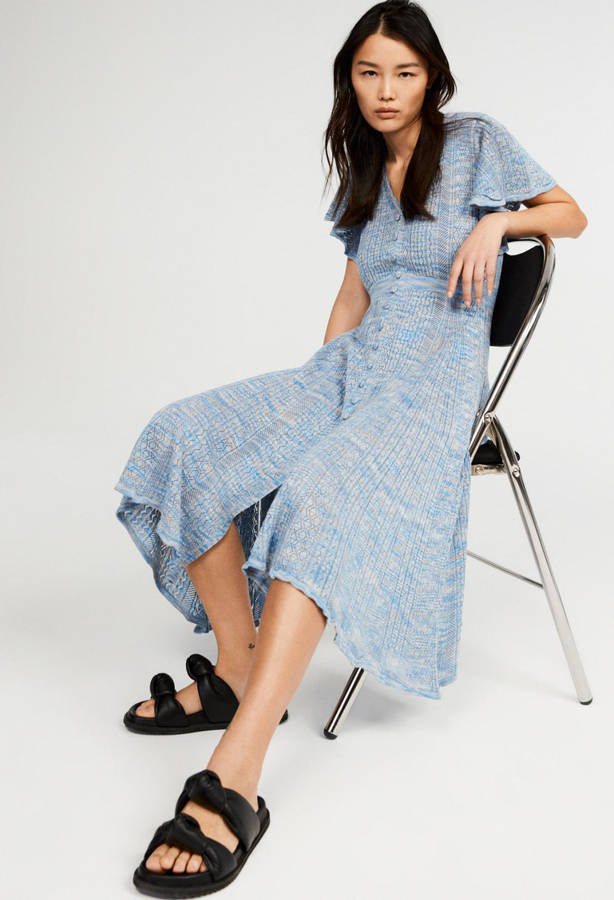 Claudie Pierlot Blue Button Down Dress Wallpaper