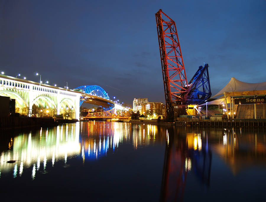 Cleveland Detroit Superior Bridge Night Wallpaper