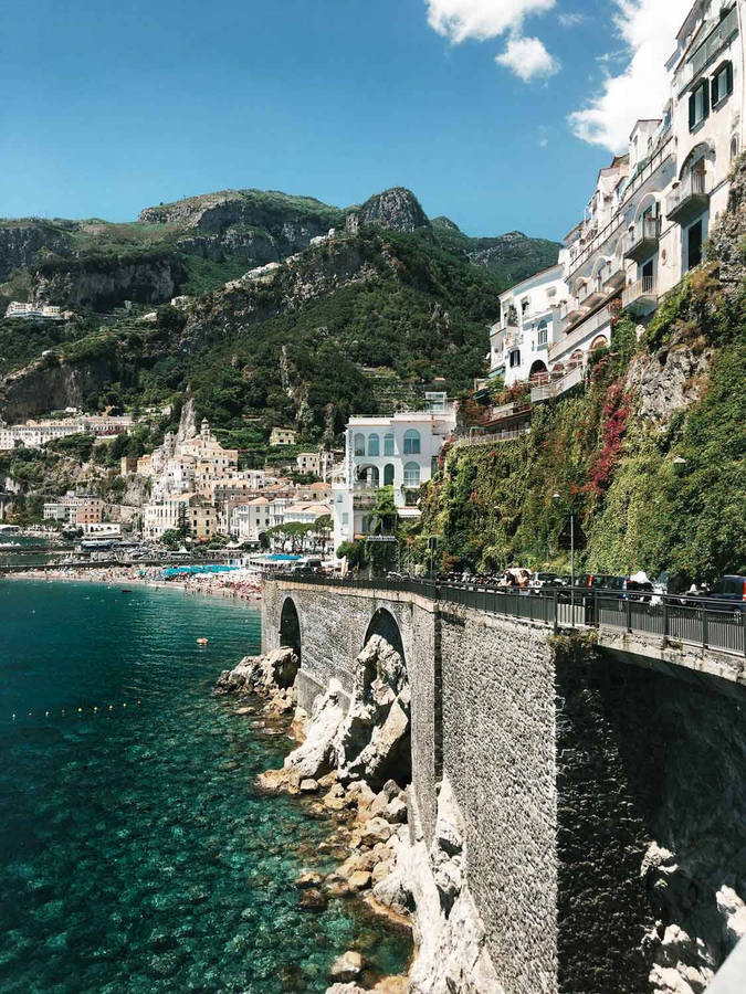 Cliff Road Of Amalfi Coast Wallpaper