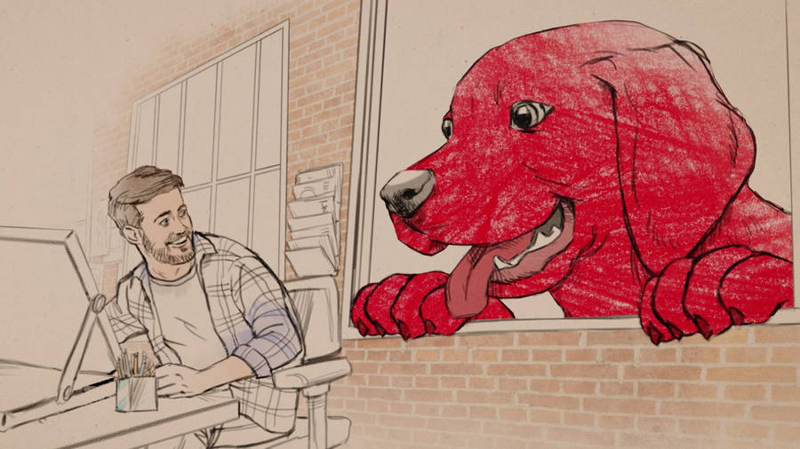 Clifford The Big Red Dog Sketch Art Wallpaper