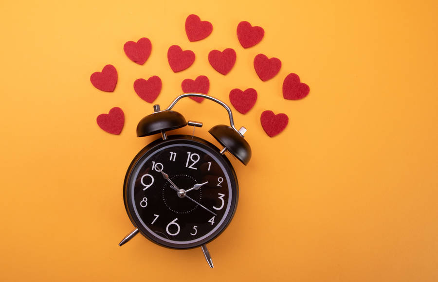 Clock And Hearts Wallpaper