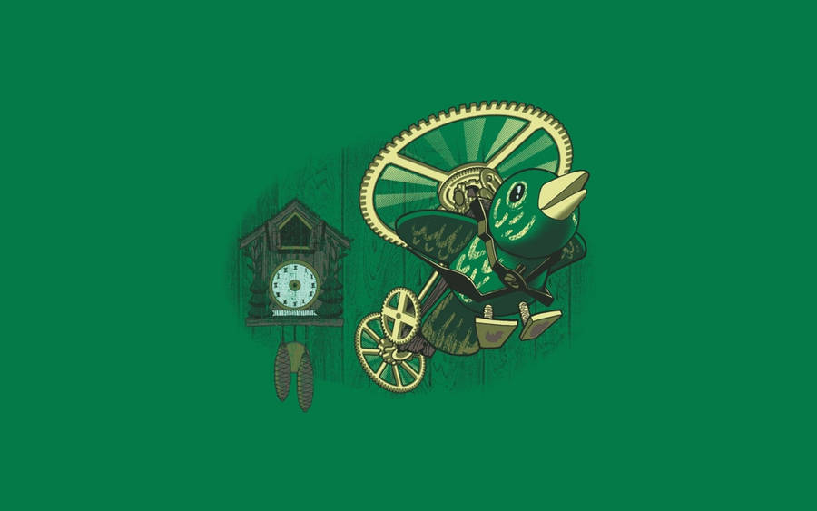 Clock On Green Scrim Wallpaper