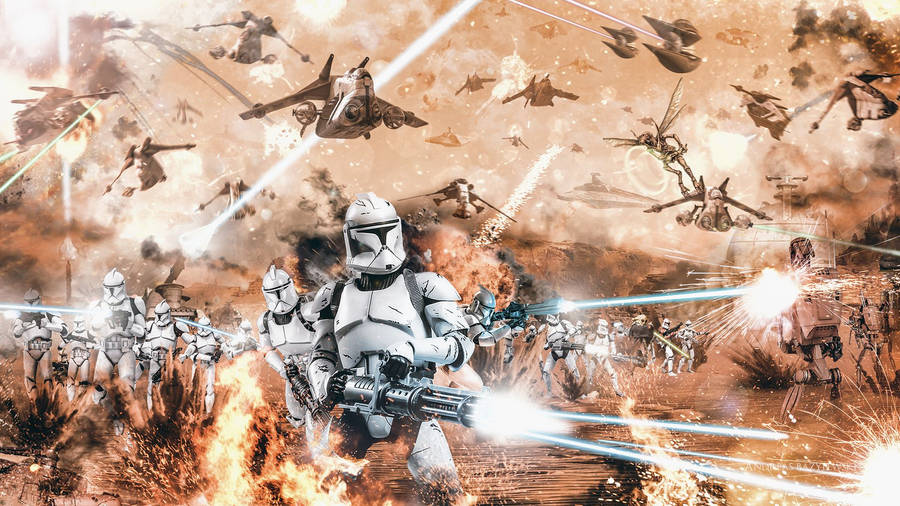 Clone Troopers In War Sepia Wallpaper