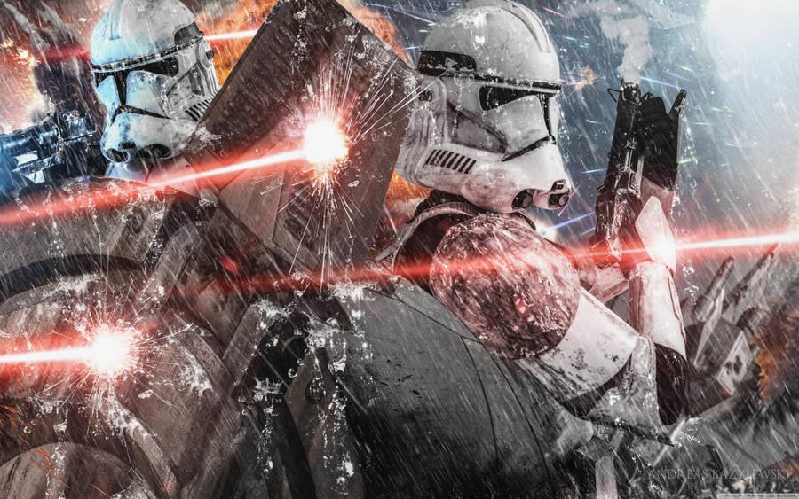 Clone Troopers With Red Lasers Wallpaper