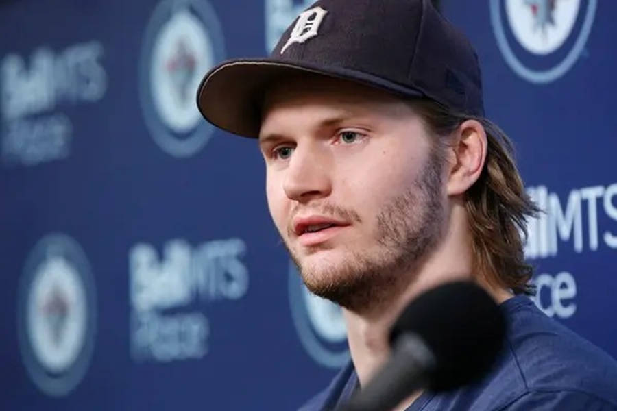 Close Up Look Of Jacob Trouba During Interview At Bell Mts Place Wallpaper